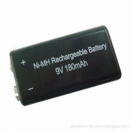 Rechargeable NiMH Battery with 9V Voltage and 180mAh Capacity
